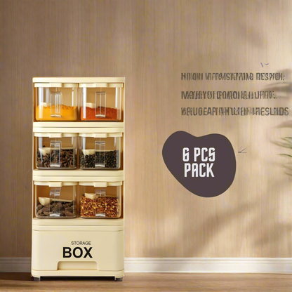 Seasoning Box With 6 Jars And Drawer