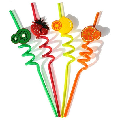 4 Pcs Reusable Fruit Shaped Straws