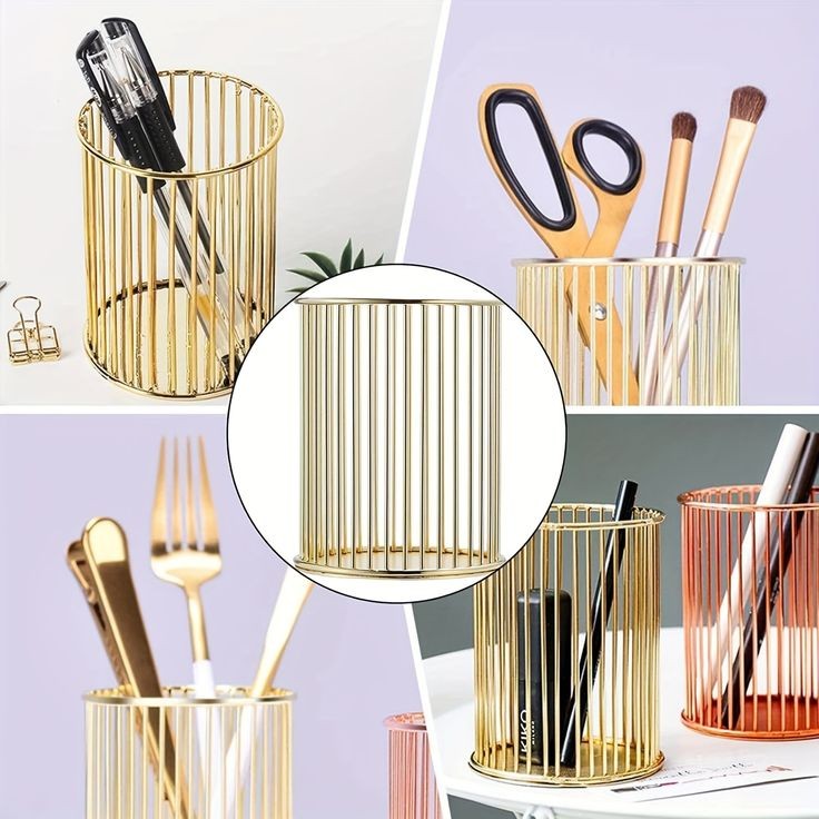 Metal Cosmetic Organizer for Makeup Brushes and Pens