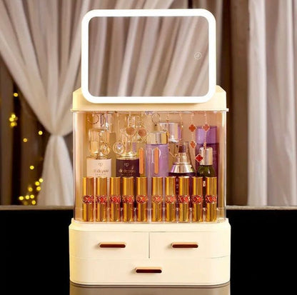 Cosmetics Storage Box With Mirror Led Light