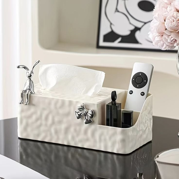 White Chic Water Wave Tissue Box