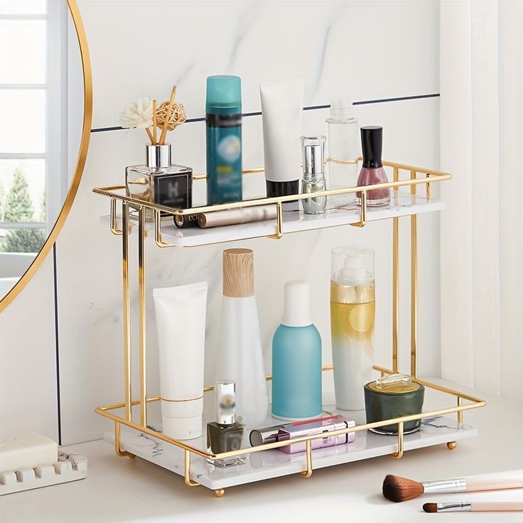 Luxury 2 Layer Countertop Bathroom Storage Rack