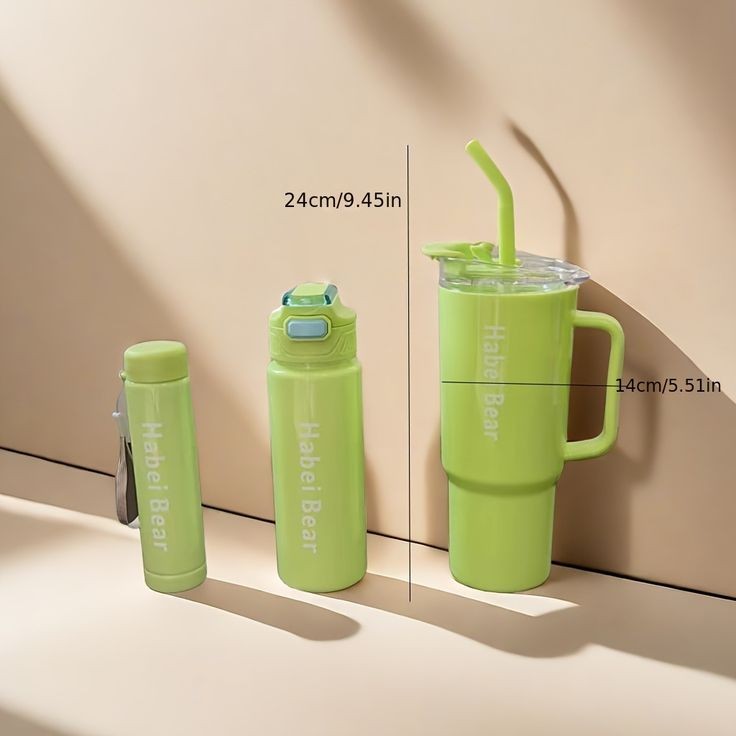 3Pcs Bottle Set With Straw