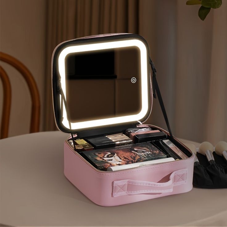 Cosmetics Storage Bag With Led Mirror