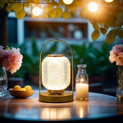 Metal Lantern Crystal Lamp