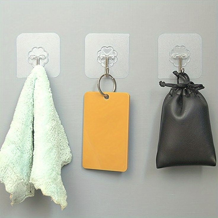 Transparent Wall Mounted Hook (10Pcs Set)