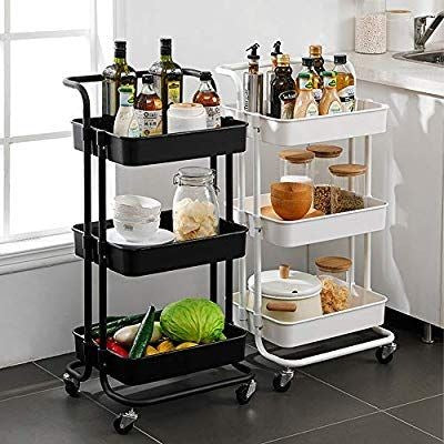 3 Tier Foldable Metal Cart With Wheels