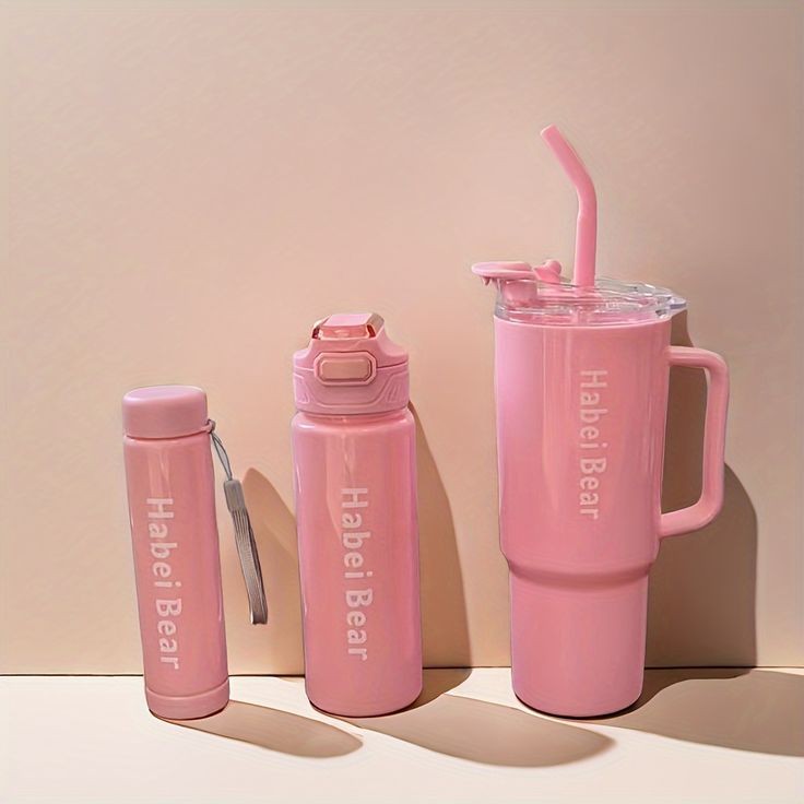 3Pcs Bottle Set With Straw