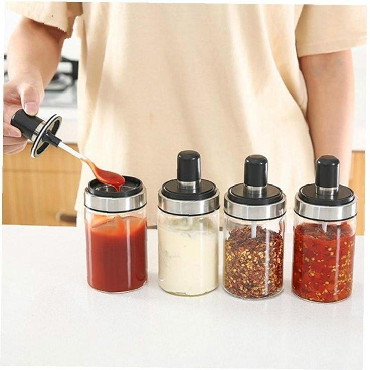 Spice Jar With Spoon For Kitchen