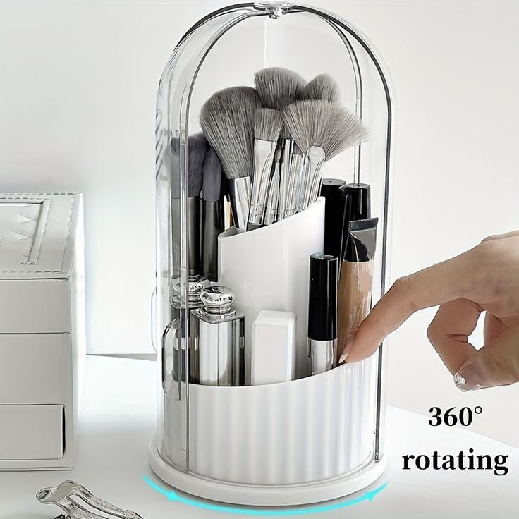 360° Rotating Makeup Brush Holder With Lid