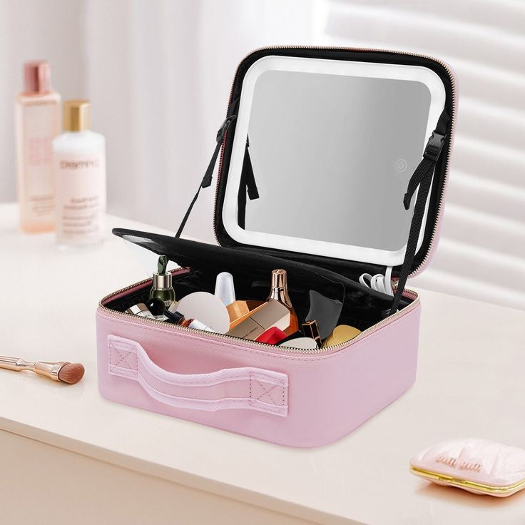 Cosmetics Storage Bag With Led Mirror