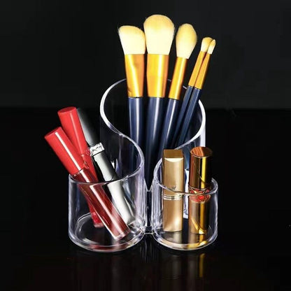 Transparent 3 Grid Makeup Brush Holder