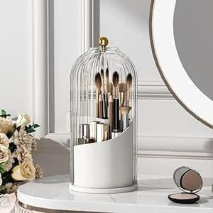 360° Rotating Makeup Brush Holder With Lid