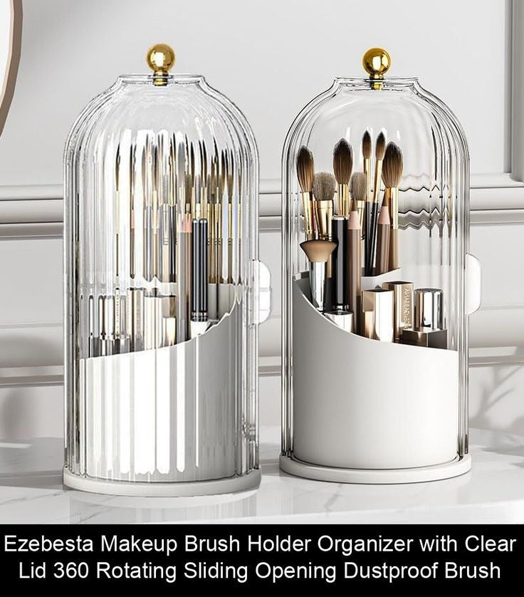 360° Rotating Makeup Brush Holder With Lid