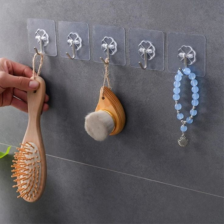 Transparent Wall Mounted Hook (10Pcs Set)