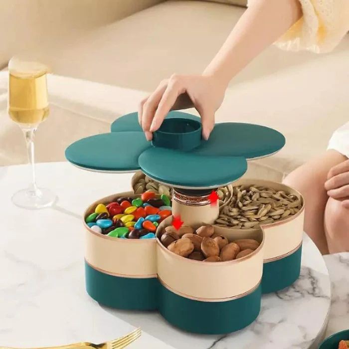 Multi Compartment Plastic Rotating Dry Fruit Tray