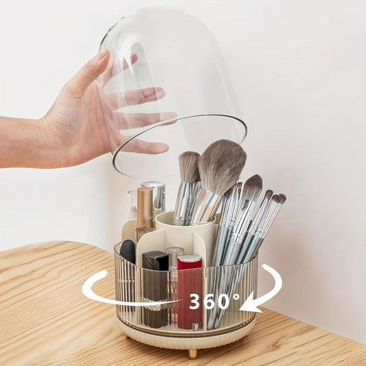 Rotating Brush Holder With Transparent Covered Lid