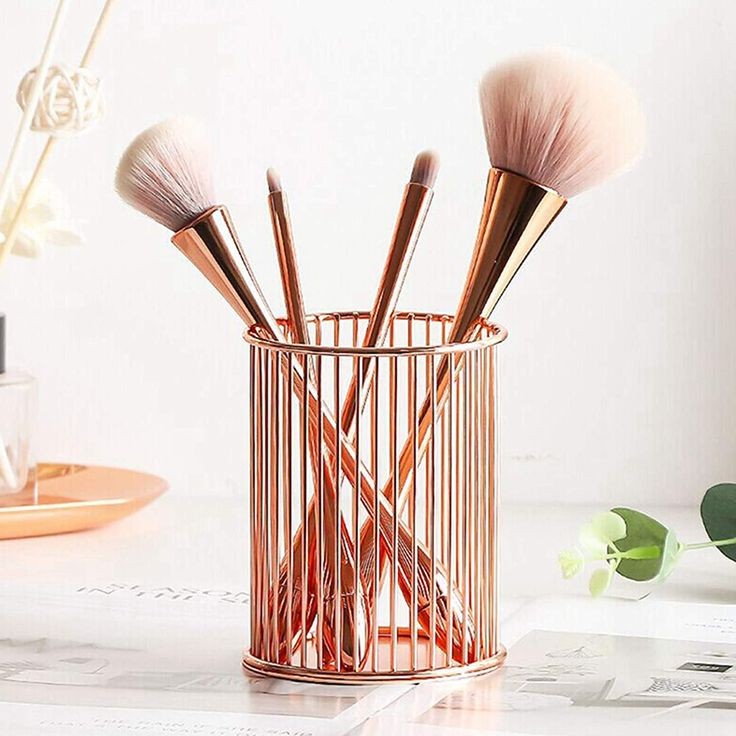 Metal Cosmetic Organizer for Makeup Brushes and Pens