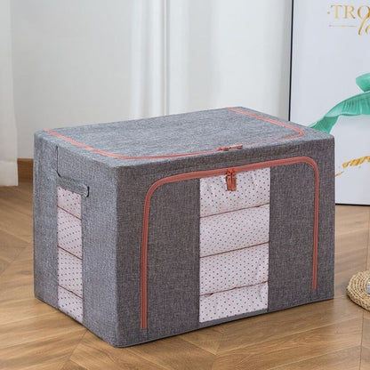 Foldable Clothes Storage Box With Metal Frame