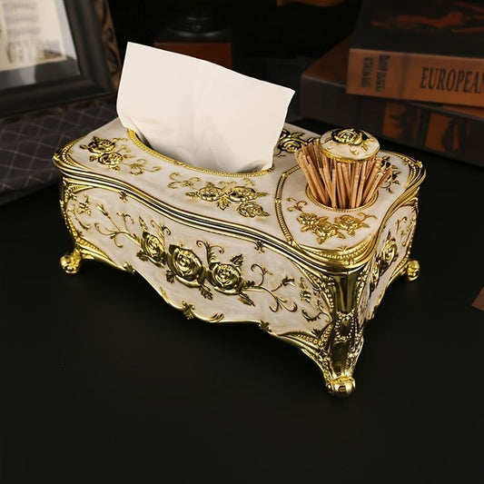 Luxury Tissue Box With Toothpick Dispenser