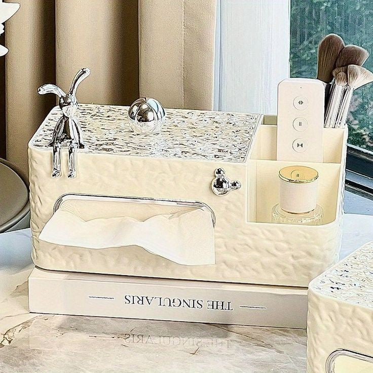 White Chic Water Wave Tissue Box