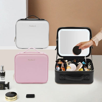 Cosmetics Storage Bag With Led Mirror