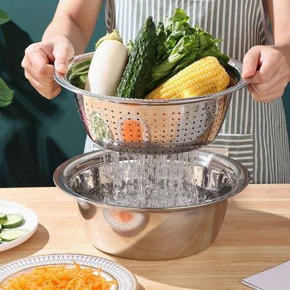 3Pcs Stainless Steel Kitchen Set Colander Slicer Grater