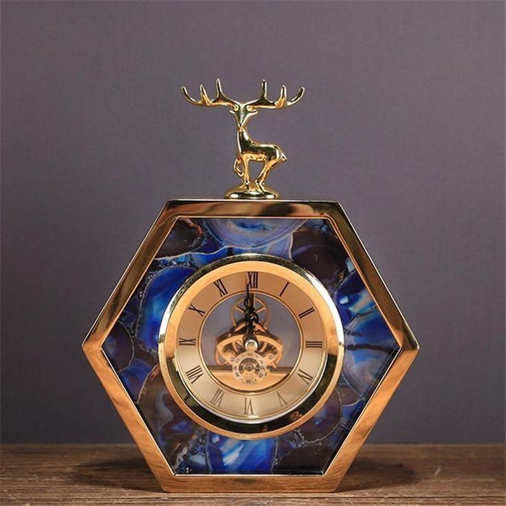 Vintage Desk Clock Elk Metal Antique Style