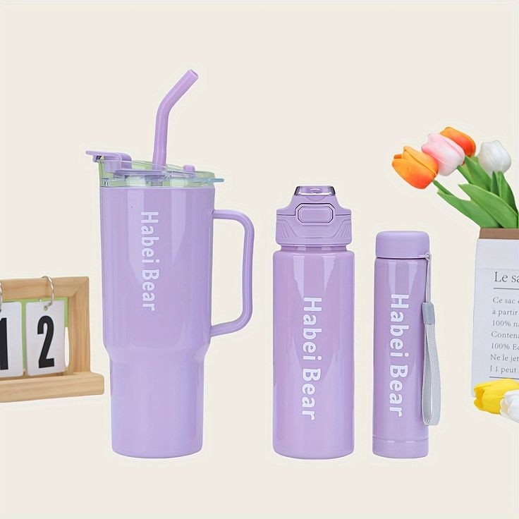 3Pcs Bottle Set With Straw