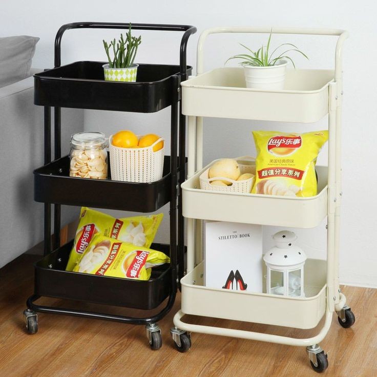 3 Tier Foldable Metal Cart With Wheels