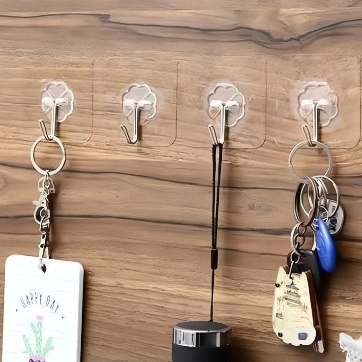 Transparent Wall Mounted Hook (10Pcs Set)