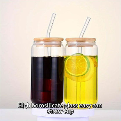 Glass With Lid And Glass Straw 350 ML Capacity