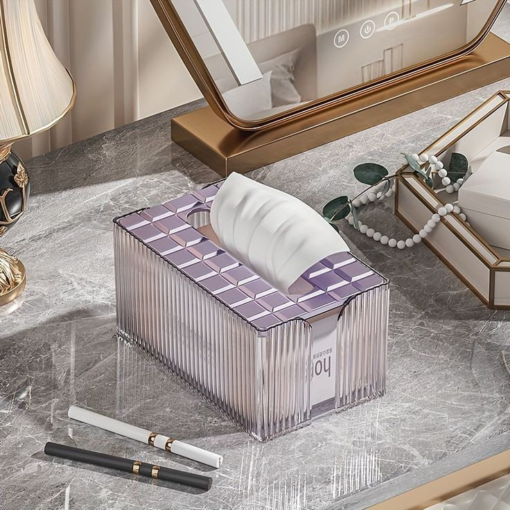 Luxury solid crystal desktop tissue box