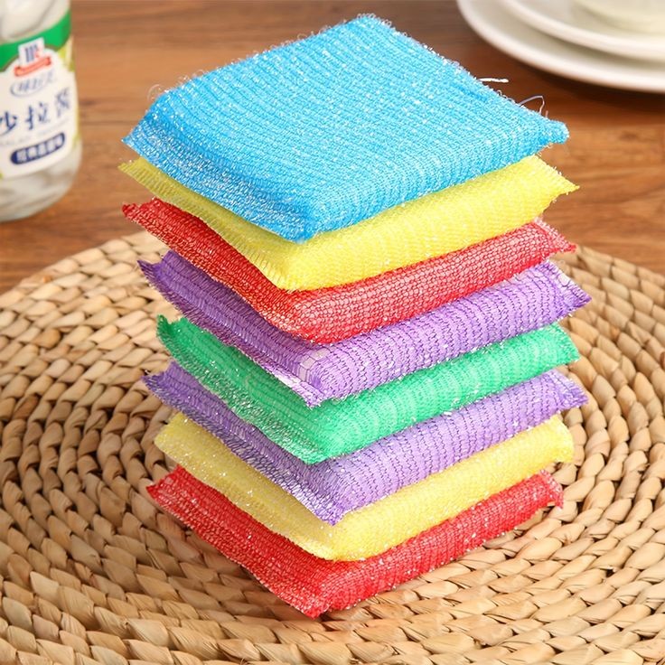 4pcs Double Sided Dishwashing Sponge (Random Colours)