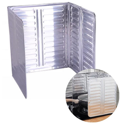 Foldable Aluminum Stove Splatter Guard – Oil Splash Shield for Cooking, Frying & Kitchen Heat Insulation