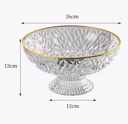 Elegant Acrylic Draining Luxury Fruit Bowl With Golden Rim
