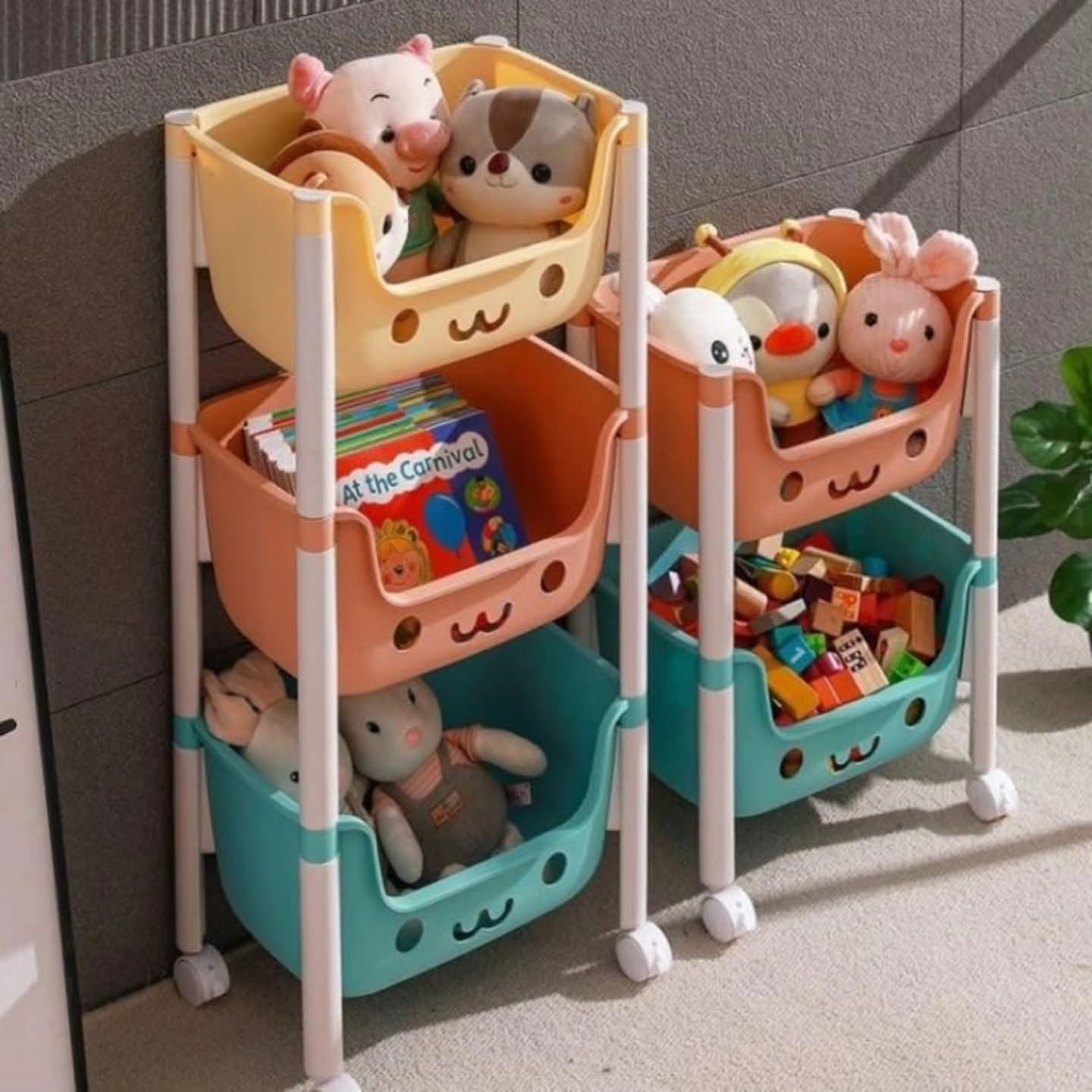 3 Tier Kids Toy Storage Trolley – Mobile Organizer for Toys & Essentials