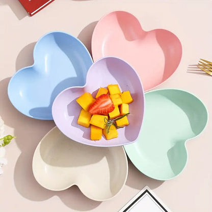 Heart Shape 10 PCs Plate Set With Holder (Randoms Colour)