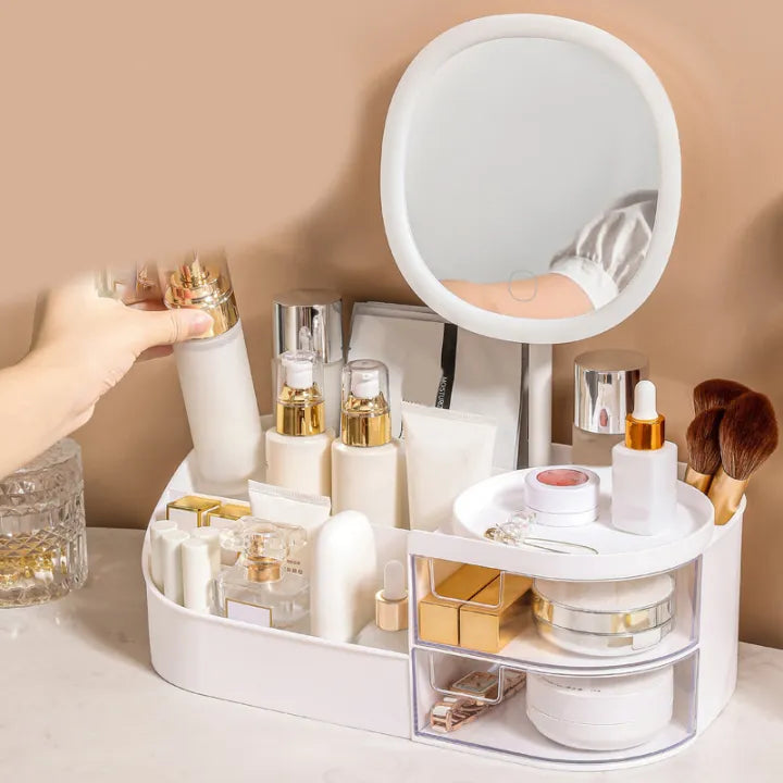 Large Capacity Desktop Cosmetics And Multipurpose Organizer With Mirror