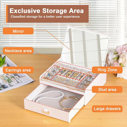 Jewellery Storage Box with Mirror and Drawer