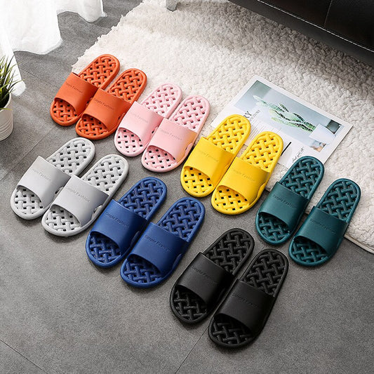 Bathroom Bathing Non-slip Men Women Leaking Quick-drying Slippers for Couples (Standard Sizes)