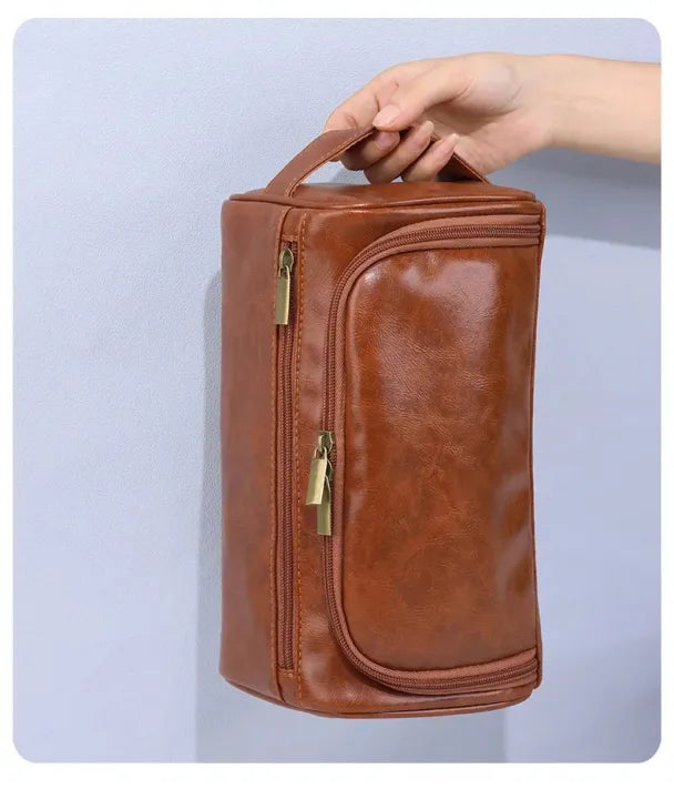 Travel Premium Leather Hanging Toiletry Bag