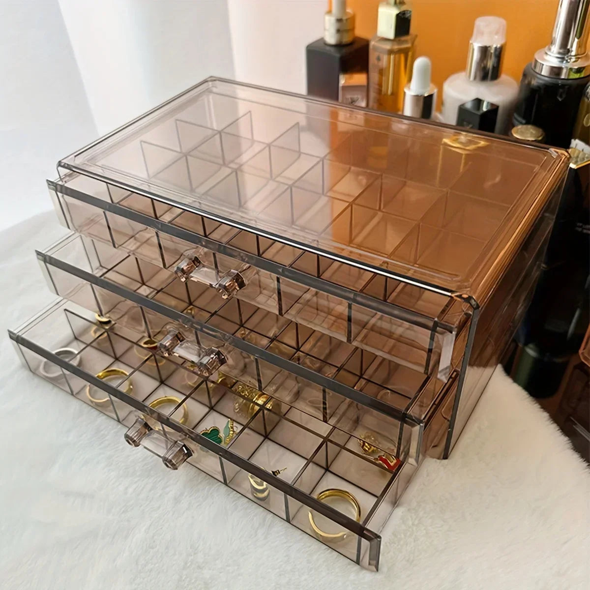 72 – Grids Drawer Transparent Jewellery Box