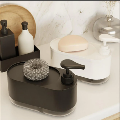 Orangide Soap Dispenser Brush, Built-in Soap Pump and Sponge Holder