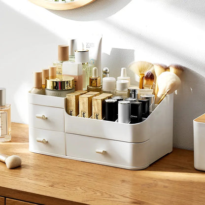 Luxury Desktop Cosmetic Box Multiple Drawers & Lipstick Slots Organize Vanity.