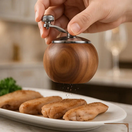 Premium Wooden Pepper & Spice Grinder Hand Crank Seasoning Mill