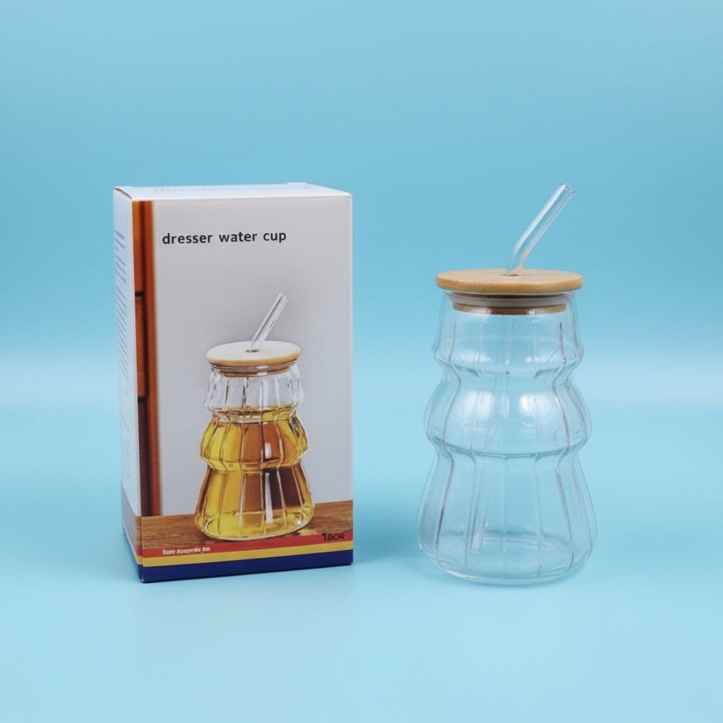 Sipper Glass Tumbler With Bamboo Lid