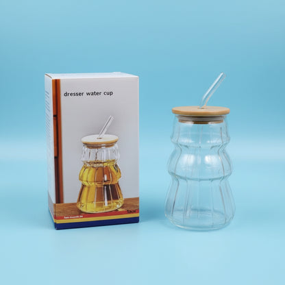 Sipper Glass Tumbler With Bamboo Lid
