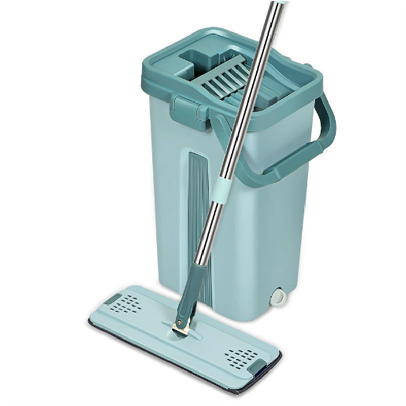 Flat Squeeze Mop And Bucket – Hand-free Wringing Floor Cleaning Mop