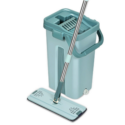 Flat Squeeze Mop And Bucket – Hand-free Wringing Floor Cleaning Mop